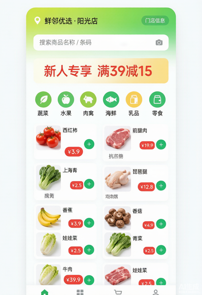超市生鲜小程序首页示例