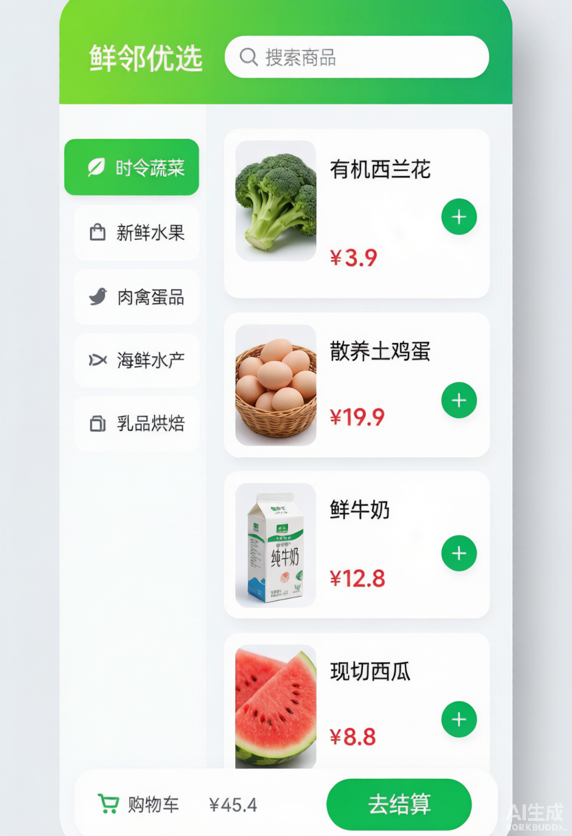 超市生鲜小程序分类示例